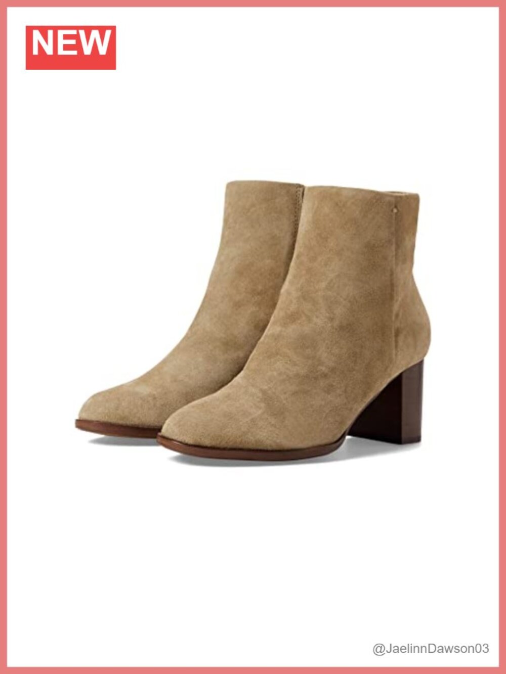 Suede Ankle Boots with Block Heel, Round Toe, Pull-On Chukka